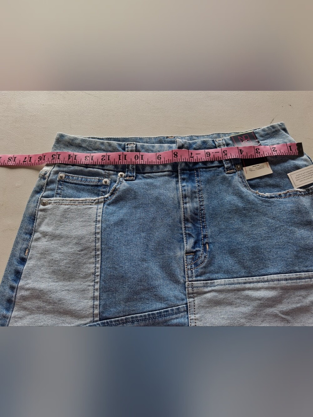 No Boundaries Two-Tone Blue Denim Mini Skirt